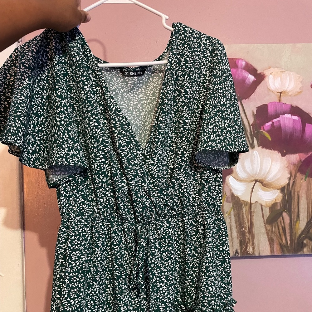 Forest Green Dress with ruffles